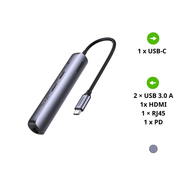 Bộ chuyển đổi Type C UGREEN 10919 - Type C sang HDMI, USB 3.0, Lan Gigabit và PD 100W - Hỗ trợ phân giải 4K*2K@30Hz, Tốc độ truyền 5Gbps 1 Bộ chuyển đổi Type C UGREEN 10919 – Type C sang HDMI, USB 3.0, Lan Gigabit và PD 100W – Hỗ trợ phân giải 4K*2K@30Hz, Tốc độ truyền 5Gbps