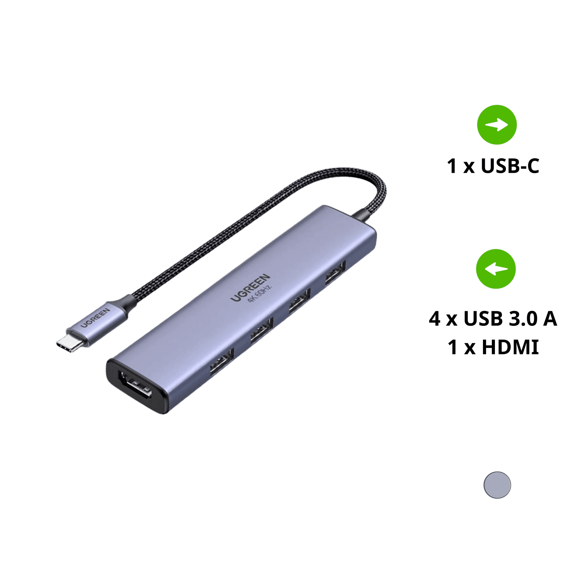 Hub Type-C chuyển USB-C sang HDMI 4K60Hz, 4 cổng USB 3.0  Ugreen 20955