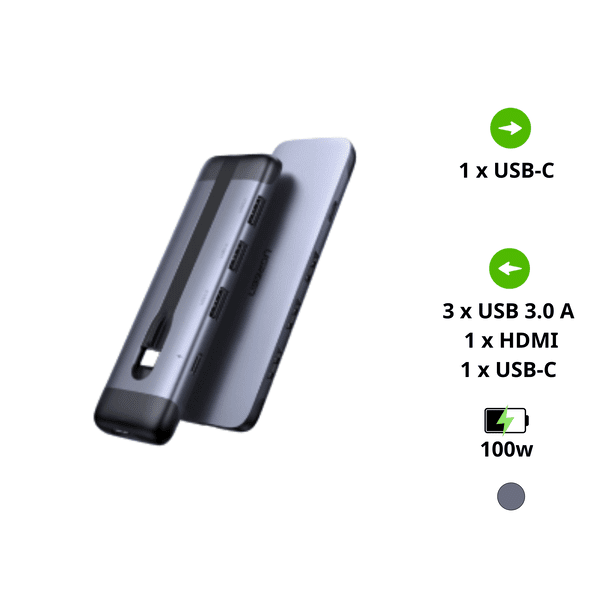 Hub Type C chuyển đổi USB-C ra 1xHDMI, 3xUSB 3.0, 1xUSB-C Ugreen 70408