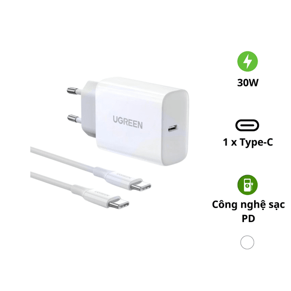 Củ sạc nhanh 30W cổng type C Ugreen CD127