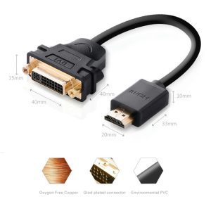 Cáp HDMI đực sang DVI-I (24+5) cái UGREEN 20136 (màu đen)
