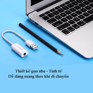 Cáp chuyển đổi USB sang 3.5mm hỗ trợ Micro UGREEN US206 20 Cáp chuyển đổi từ cổng USB ra audio 3.5mm UGREEN US206hỗ trợ Mic và Tai Nghe Ugreen US206 30712
