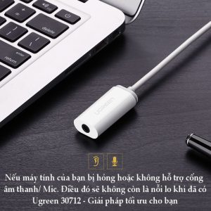 Cáp chuyển đổi USB sang 3.5mm hỗ trợ Micro UGREEN US206 13 Cáp chuyển đổi từ cổng USB ra audio 3.5mm UGREEN US206hỗ trợ Mic và Tai Nghe Ugreen US206 30712