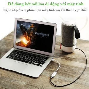Cáp chuyển đổi USB sang 3.5mm hỗ trợ Micro UGREEN US206 15 Cáp chuyển đổi từ cổng USB ra audio 3.5mm UGREEN US206hỗ trợ Mic và Tai Nghe Ugreen US206 30712
