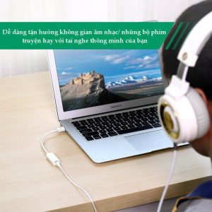 Cáp chuyển đổi USB sang 3.5mm hỗ trợ Micro UGREEN US206 16 Cáp chuyển đổi từ cổng USB ra audio 3.5mm UGREEN US206hỗ trợ Mic và Tai Nghe Ugreen US206 30712