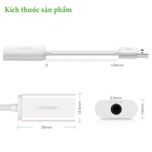 Cáp chuyển đổi USB sang 3.5mm hỗ trợ Micro UGREEN US206 18 Cáp chuyển đổi từ cổng USB ra audio 3.5mm UGREEN US206hỗ trợ Mic và Tai Nghe Ugreen US206 30712