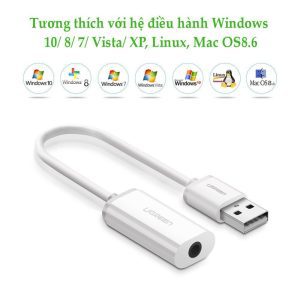 Cáp chuyển đổi USB sang 3.5mm hỗ trợ Micro UGREEN US206 19 Cáp chuyển đổi từ cổng USB ra audio 3.5mm UGREEN US206hỗ trợ Mic và Tai Nghe Ugreen US206 30712