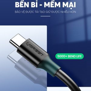 Cáp sạc nhanh và truyền dữ liệu Type C UGREEN US184 12 Cáp sạc và truyền dữ liệu Type C UGREEN US184 - Sạc nhanh dòng 3A, tốc độ truyền lên đến 5Gbps