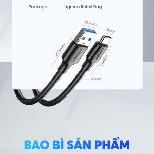 Cáp sạc nhanh và truyền dữ liệu Type C UGREEN US184 16 Cáp sạc và truyền dữ liệu Type C UGREEN US184 - Sạc nhanh dòng 3A, tốc độ truyền lên đến 5Gbps