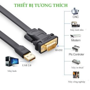 Cáp lập trình cổng COM USB 2.0 RS232 UGREEN CR107 18 Cáp USB 2.0 sang cáp COM RS232 dài 2m UGREEN CR107 20218