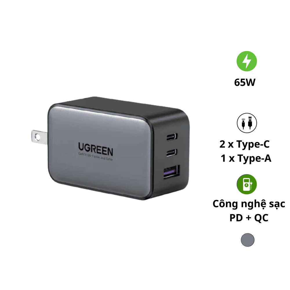 Củ sạc nhanh 65W GaN Ugreen CD244 1 Củ sạc nhanh 65W GaN Ugreen CD244