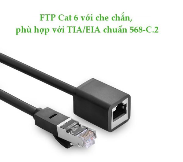 Cáp mạng nối dài CAT6 UGREEN NW112 108 Cat 6 F/UTP băng thông 250MHz — lớp lá chắn giảm nhiễu từ dây điện