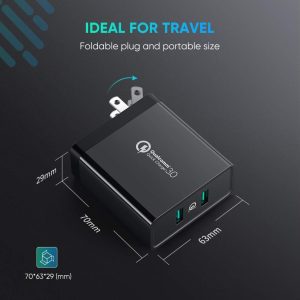 Sạc nhanh 2 cổng UGREEN CD161 - Sạc nhanh Quick Charge 3.0, tối đa 18W mỗi cổng - Sạc nhanh cho Samsung S9 S9+ S8 S8+ S7, Huawei Mate 10 P10, Oneplus 5T, Nexus 5X 6P, Xiaomi