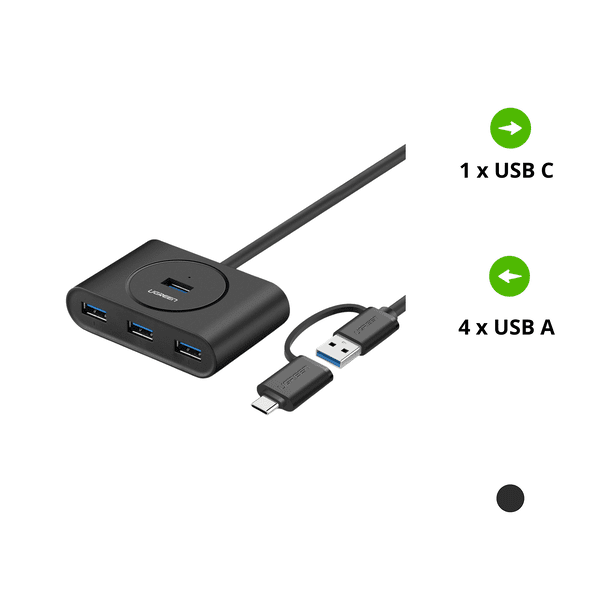 Bộ chia cổng USB 3.0/ Type C sang 4 cổng USB 3.0 UGREEN 40850 – Tốc độ truyền lên đến 5Gbps, đèn led hiển thị hoạt động