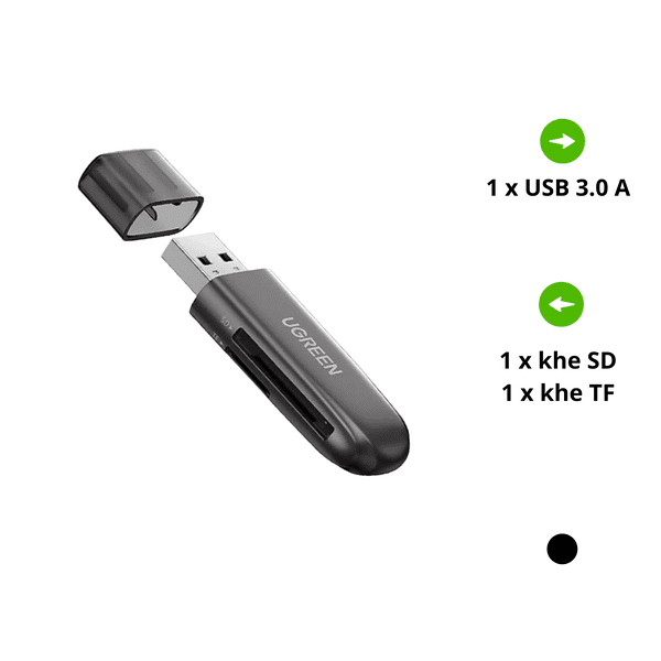 Đầu đọc thẻ Ugreen TF+ SD – Cổng USB 3.0 truyền tải tốc độ cao 5Gbps