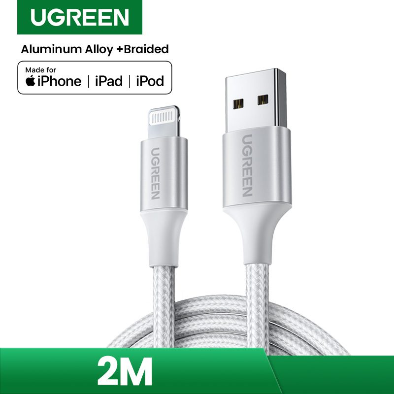 Cáp sạc nhanh Iphone chuẩn MFi UGREEN US291 trắng – Sạc nhanh 2.4A, an toàn tuyệt đối cho thiết bị Apple