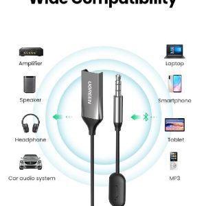 Bộ thu Bluetooth 5.0 UGREEN CM309 70603 - Bluetooth 5.0, dây lò xo tiện lợi, chống rối - Vỏ hợp kim