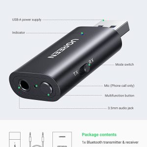 Bộ thu/ phát Bluetooth 5.1 UGREEN 60300 - 2 chế độ TX và RX - Khả năng tươngb thích rộng - Thiết kế nhỏ gọn