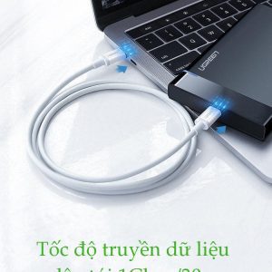 Cáp sạc nhanh Type C to Type C UGREEN US264 sạc nhanh 3A 11 Cáp sạc nhanh Type C UGREEN Sạc nhanh dòng 3A, vỏ bện nylon, đầu hợp kim tản nhiệt tốt - trắng-Type C-0.5