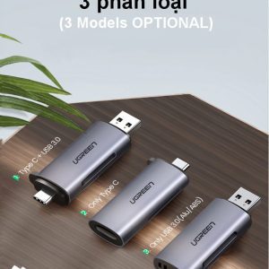 Đầu đọc thẻ Type C UGREEN CM184 - 2 khe thẻ cắm SD và TF - Hỗ trợ chức năng OTG