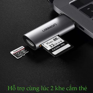 Đầu đọc thẻ Type C UGREEN CM184 - 2 khe thẻ cắm SD và TF - Hỗ trợ chức năng OTG