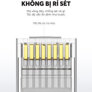 Đầu (hạt) bấm mạng RJ45 cho dây CAT6 bọc inox chống nhiễu UGREEN NW111