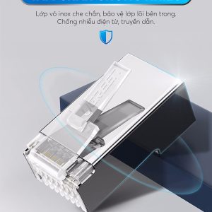 Đầu (hạt) bấm mạng RJ45 cho dây CAT6 bọc inox chống nhiễu UGREEN NW111