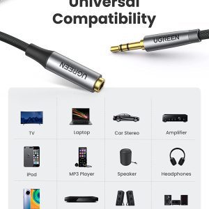 Cáp nối dài 3.5mm dây bện Không hỗ trợ Mic Ugreen AV190 10 Cáp nối dài 3.5mm dây bện Không hỗ trợ Mic Ugreen AV190