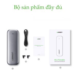 Hộp đựng ổ cứng UGREEN CM238 - Tương thích M2 SATA NGFF/NVME B-Key / M-Key và M+B Key 2280/2260/2242/2230 11 Hộp đựng ổ cứng UGREEN CM238 - Tương thích M2 SATA NGFF/NVME B-Key / M-Key và M+B Key 2280/2260/2242/2230