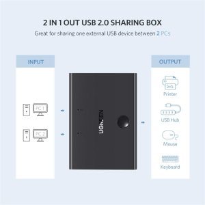 Switch chi sẻ 2 máy tính chung 1 máy in Ugreen 30345