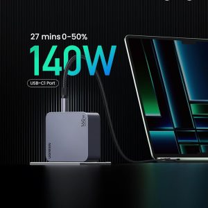 Củ sạc nhanh kèm cáp cho điện thoại và laptop UGREEN Nexode Pro X763 160W 16 Bộ sạc điện thoại và laptop UGREEN Nexode Pro X763 160W