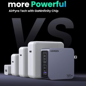 Củ sạc nhanh kèm cáp cho điện thoại và laptop UGREEN Nexode Pro X763 160W 10 Bộ sạc điện thoại và laptop UGREEN Nexode Pro X763 160W