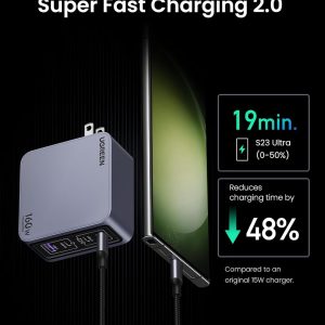 Củ sạc nhanh kèm cáp cho điện thoại và laptop UGREEN Nexode Pro X763 160W 14 Bộ sạc điện thoại và laptop UGREEN Nexode Pro X763 160W