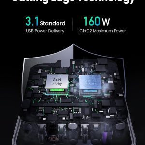 Củ sạc nhanh kèm cáp cho điện thoại và laptop UGREEN Nexode Pro X763 160W 11 Bộ sạc điện thoại và laptop UGREEN Nexode Pro X763 160W
