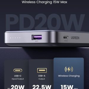 Pin sạc dự phòng không dây UGREEN PB206 10000mAh có chân đỡ