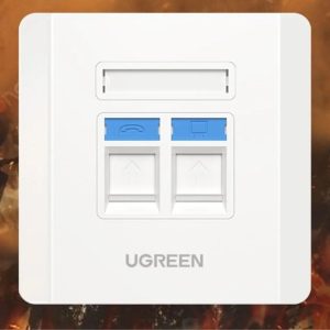 UGREEN 80182 - Mặt nạ mạng ốp tường 2 cổng