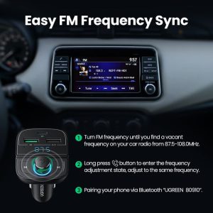 Tẩu sạc nhanh ô tô Bluetooth UGREEN 80910