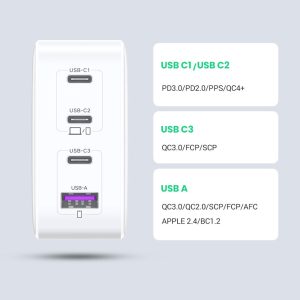 Củ sạc nhanh GaN 100W 3C1A chân tròn UGREEN CD226 16 Củ sạc nhanh GaN 100W 3C1A chân tròn UGREEN CD226