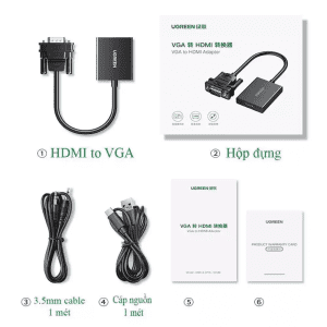Bộ chuyển đổi VGA sang HDMI Ugreen 50945 hỗ trợ 1080P@60Hz 11 Bộ chuyển đổi VGA sang HDMI Ugreen 50945 hỗ trợ 1080P@60Hz