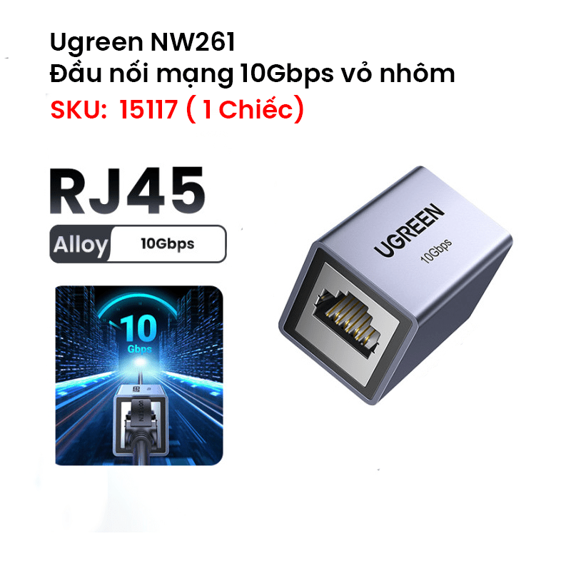 Ugreen 15117 Đầu nối mạng 10Gbps vỏ nhôm – Model NW261