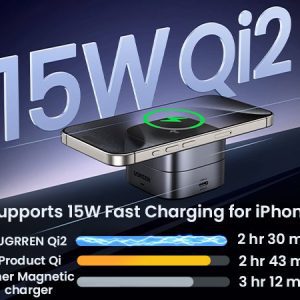 Sạc UGREEN W702 MagSafe Từ Tính 2 trong 1 (iPhone 15W + AirPods 5W) - Tặng Kèm Củ Sạc và Cáp