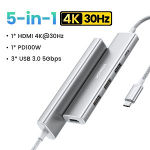 Hub Type C 5 in 1 sang HDMI 4K@30Hz, USB3.0 Ugreen CM478 17 Hub Type C 5 in 1 sang HDMI 4K@30Hz, USB3.0 Ugreen CM478