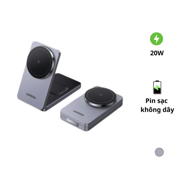 Đế Sạc Không Dây Magnetic 2-in-1 Ugreen W528