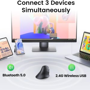 Ugreen MU008 - Chuột Bluetooth Công Thái Học Tích Hợp Wifi 2.4G
