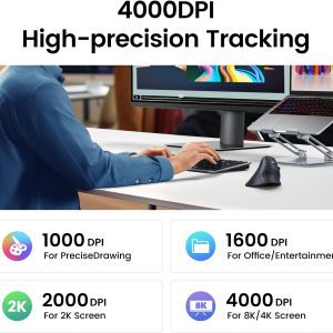 Ugreen MU008 - Chuột Bluetooth Công Thái Học Tích Hợp Wifi 2.4G