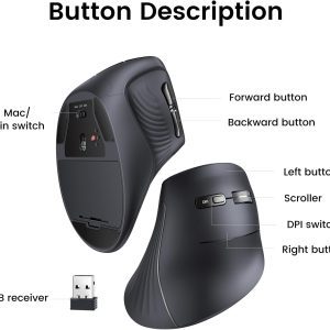 Ugreen MU008 - Chuột Bluetooth Công Thái Học Tích Hợp Wifi 2.4G