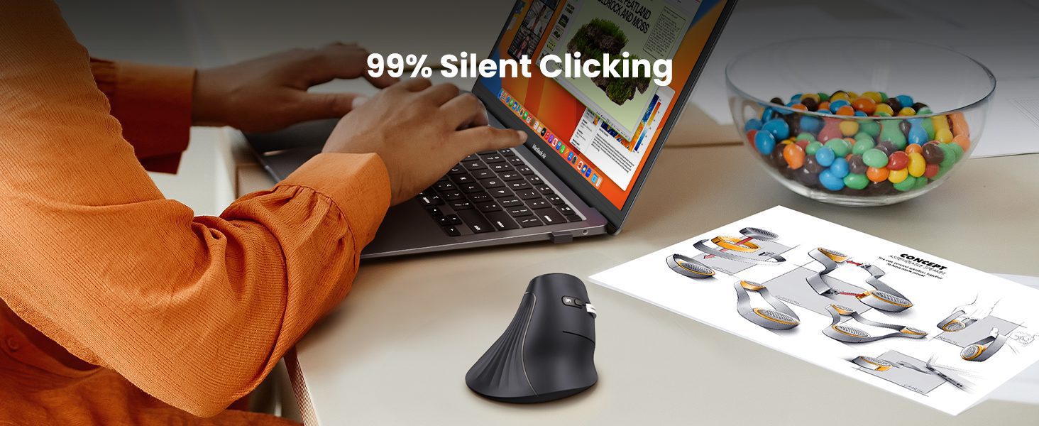 Ugreen MU008 - Chuột Bluetooth Công Thái Học Tích Hợp Wifi 2.4G