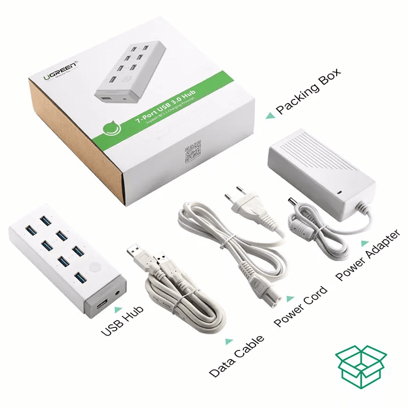 Bộ Chia USB 3.0 7 Cổng Ugreen 20296 2 Bộ Chia USB 3.0 7 Cổng Ugreen 20296 - Hình ảnh 2