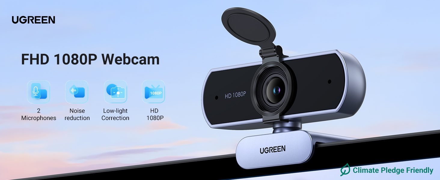 Webcam Ugreen CM678 15728 Full HD 1080P@30FPS 18 Webcam Ugreen CM678 màu Silver Grey, Full HD 1080P, nắp che lens, cổng USB, góc nhìn 85°