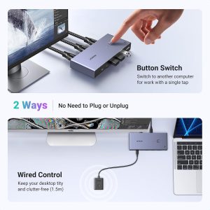 Bộ chuyển KVM HDMI Ugreen 8K60Hz 2 vào 1 ra Ugreen CM692 13 Bộ chuyển KVM HDMI Ugreen 8K60Hz 2 vào 1 ra Ugreen CM692